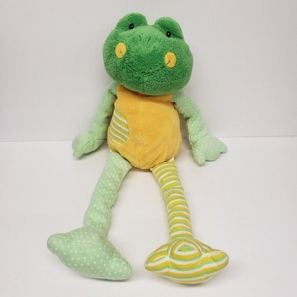 Gund Baby 18" Happy Moments Busybuds Frog Green Yellow Polka Dot Stripes Plush - Picture 1 of 6